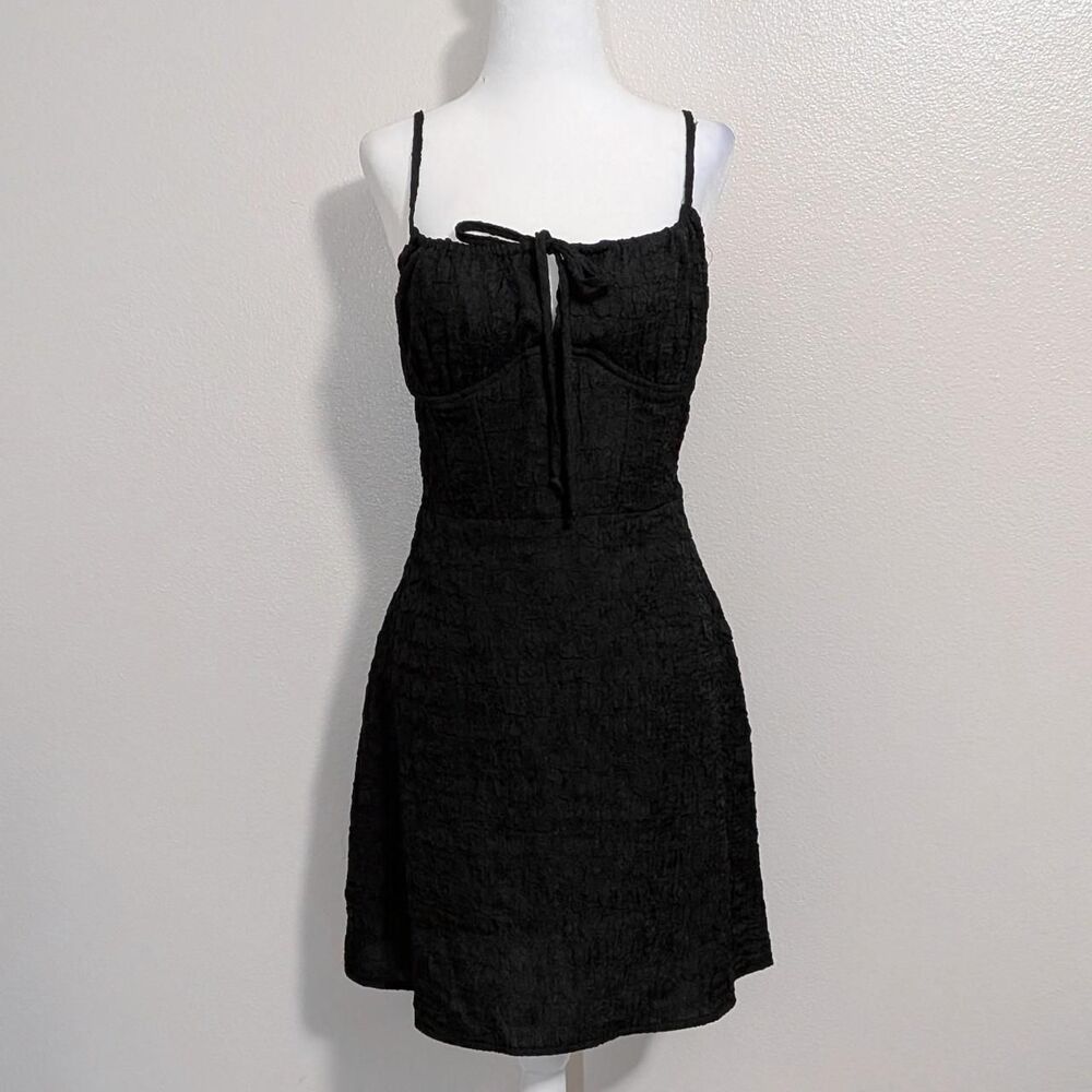 NWT Tilly's West of Melrose Black Corset Mini Dress with Bow Detail | Size L